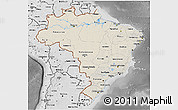 Shaded Relief 3D Map of Brazil, desaturated