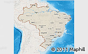 Shaded Relief 3D Map of Brazil, lighten, land only