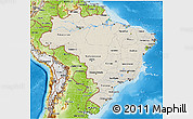 Shaded Relief 3D Map of Brazil, physical outside