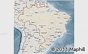 Shaded Relief 3D Map of Brazil, semi-desaturated
