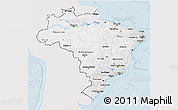 Silver Style 3D Map of Brazil, single color outside