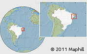 Savanna Style Location Map of Cha Preta, highlighted country, within the entire country, hill shading