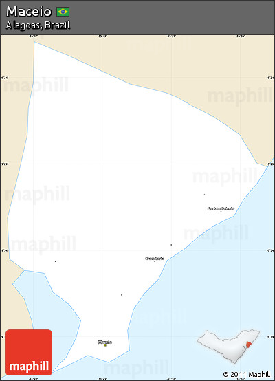 Classic Style Simple Map of Maceio, single color outside