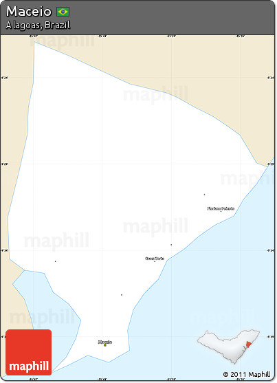 Classic Style Simple Map of Maceio, single color outside