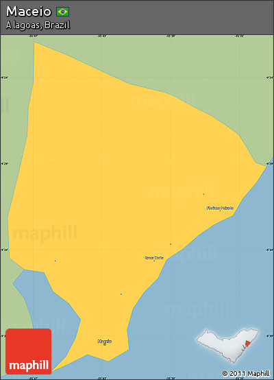 Savanna Style Simple Map of Maceio, single color outside