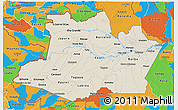 Shaded Relief 3D Map of Amazonas, political outside
