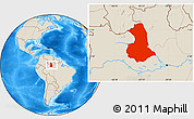 Shaded Relief Location Map of Barcelos