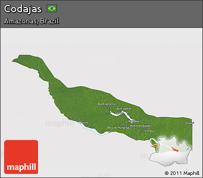 Satellite 3D Map of Codajas, cropped outside