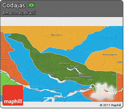 Satellite 3D Map of Codajas, political outside