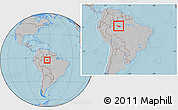 Gray Location Map of Codajas, within the entire country, hill shading