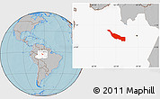 Gray Location Map of Codajas, highlighted parent region, hill shading