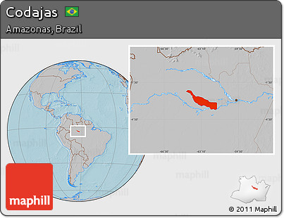 Gray Location Map of Codajas, hill shading