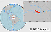 Gray Location Map of Codajas, hill shading