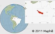 Savanna Style Location Map of Codajas, highlighted country, hill shading