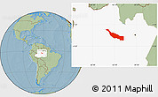 Savanna Style Location Map of Codajas, highlighted parent region, hill shading