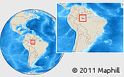 Shaded Relief Location Map of Codajas, within the entire country