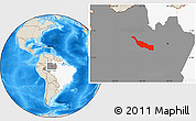Shaded Relief Location Map of Codajas, highlighted country, highlighted parent region