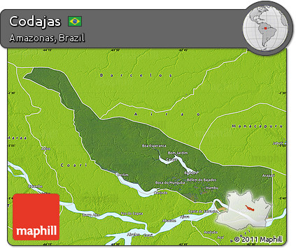 Satellite Map of Codajas, physical outside