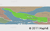 Political Panoramic Map of Codajas, semi-desaturated
