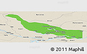 Political Panoramic Map of Codajas, shaded relief outside