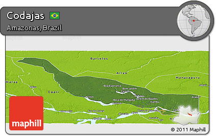 Satellite Panoramic Map of Codajas, physical outside
