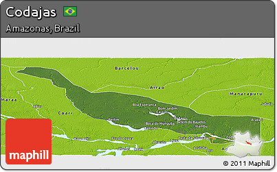 Satellite Panoramic Map of Codajas, physical outside