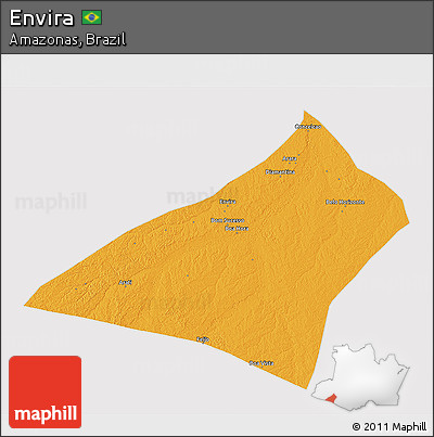 Political 3D Map of Envira, cropped outside