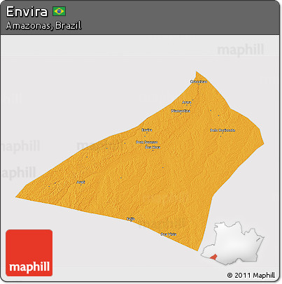 Political 3D Map of Envira, cropped outside