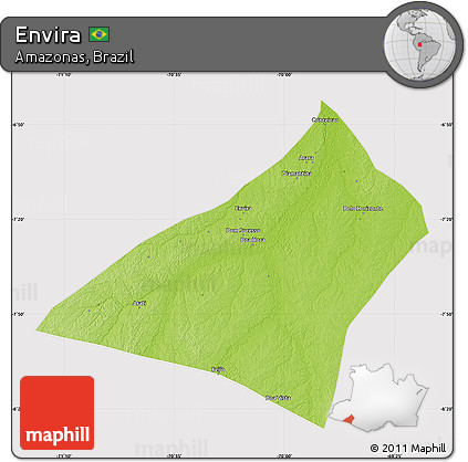 Physical Map of Envira, cropped outside
