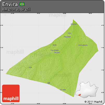 Physical Map of Envira, cropped outside