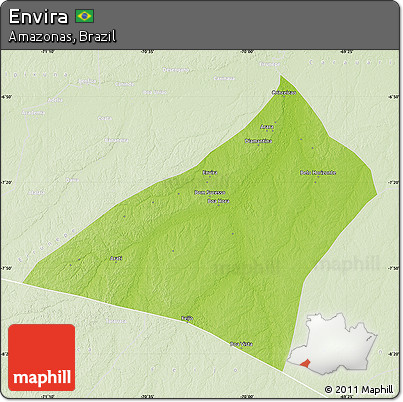 Physical Map of Envira, lighten