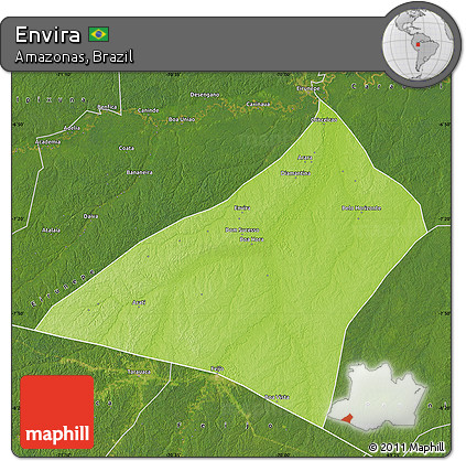Physical Map of Envira, satellite outside