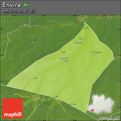 Physical Map of Envira, satellite outside