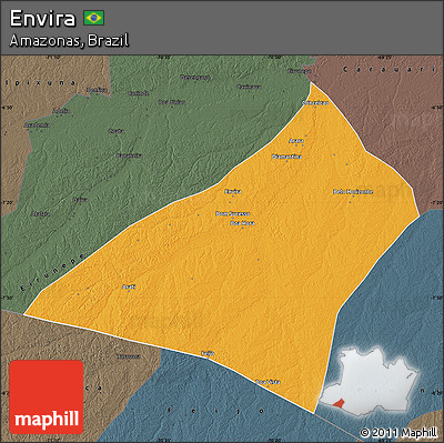 Political Map of Envira, darken, semi-desaturated