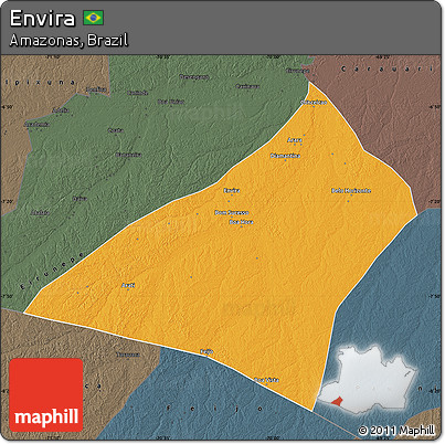 Political Map of Envira, darken, semi-desaturated