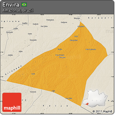 Political Map of Envira, shaded relief outside