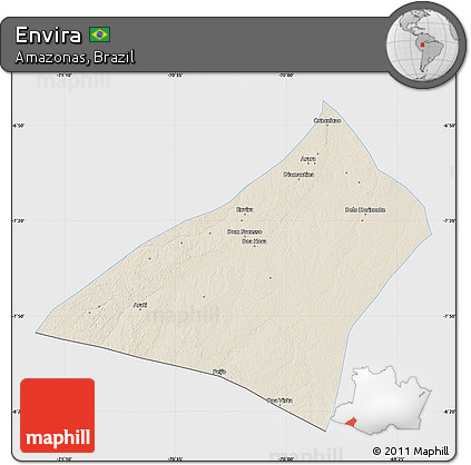 Shaded Relief Map of Envira, single color outside