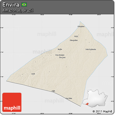 Shaded Relief Map of Envira, single color outside