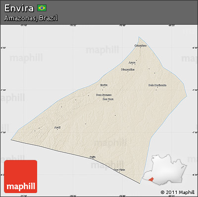 Shaded Relief Map of Envira, single color outside