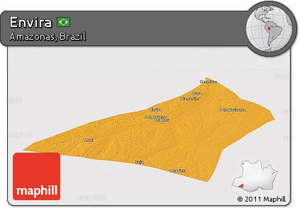 Political Panoramic Map of Envira, cropped outside
