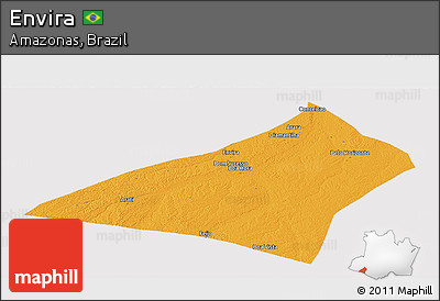 Political Panoramic Map of Envira, cropped outside