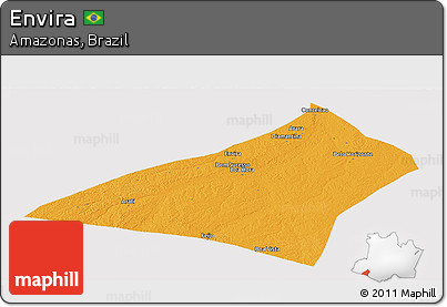 Political Panoramic Map of Envira, cropped outside