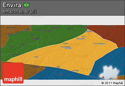 Political Panoramic Map of Envira, darken