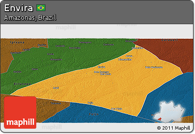 Political Panoramic Map of Envira, darken