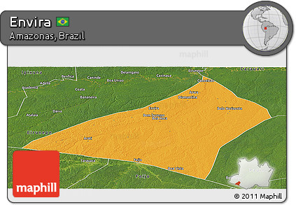 Political Panoramic Map of Envira, satellite outside