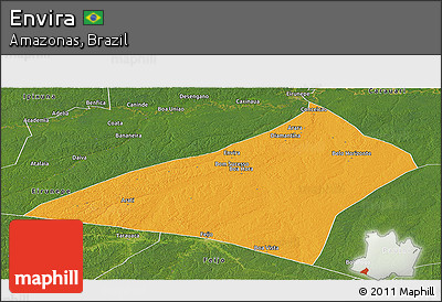Political Panoramic Map of Envira, satellite outside