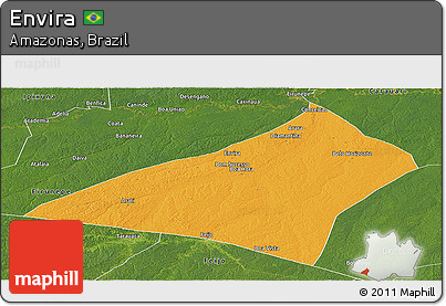 Political Panoramic Map of Envira, satellite outside