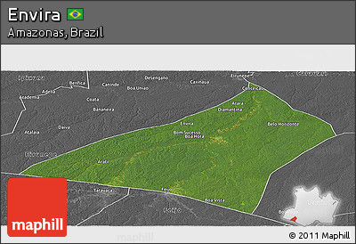 Satellite Panoramic Map of Envira, desaturated