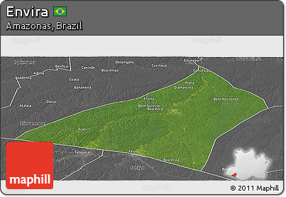 Satellite Panoramic Map of Envira, desaturated