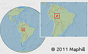 Savanna Style Location Map of Labrea, within the entire country, hill shading